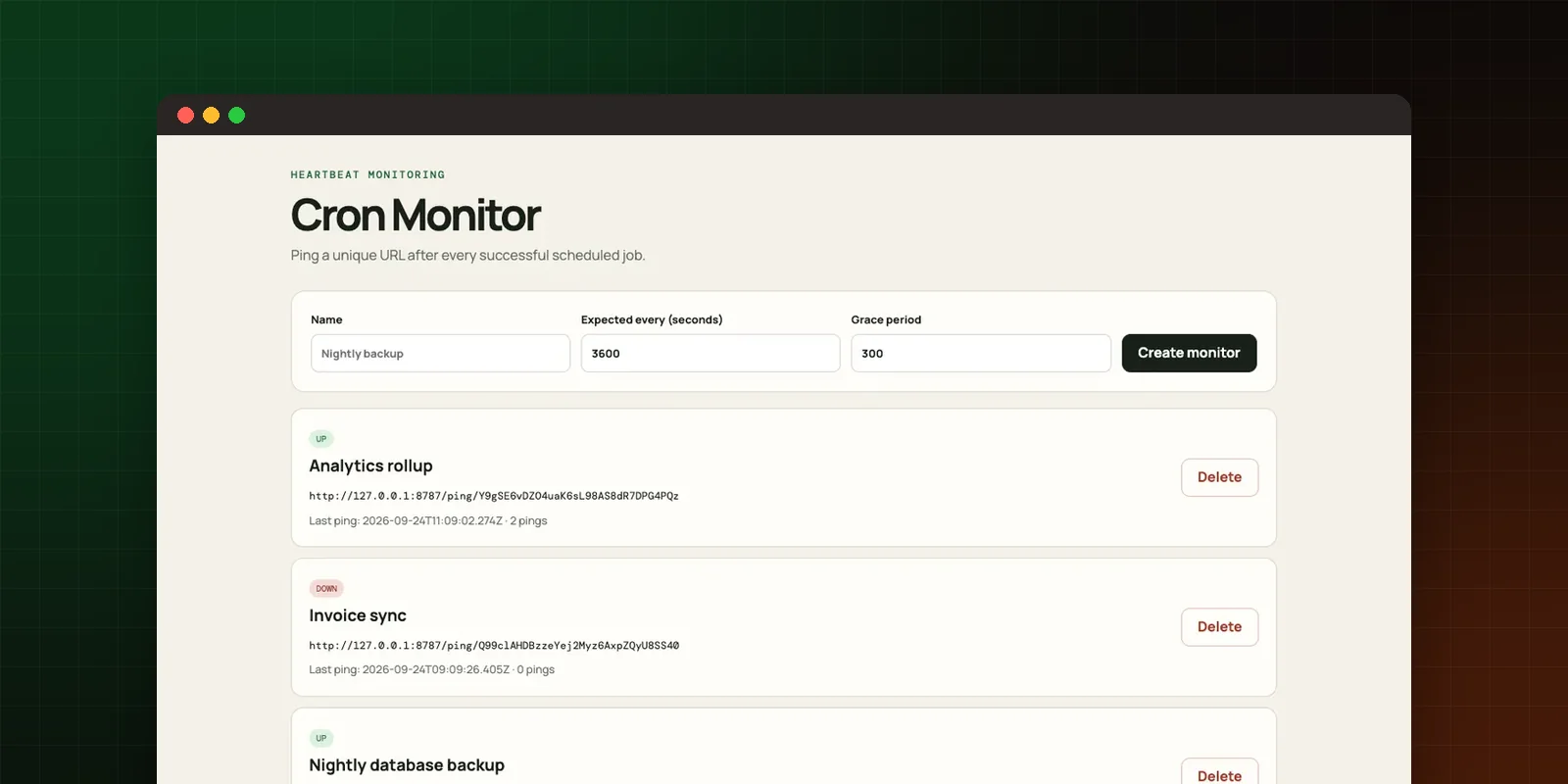 Cron Monitor-Vorschau