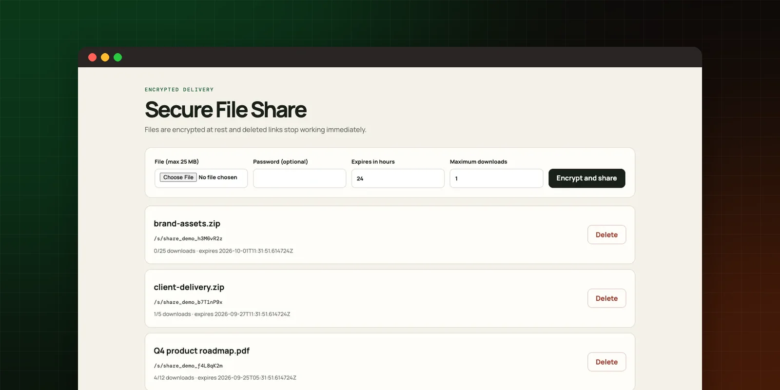 Vista previa de Secure File Share