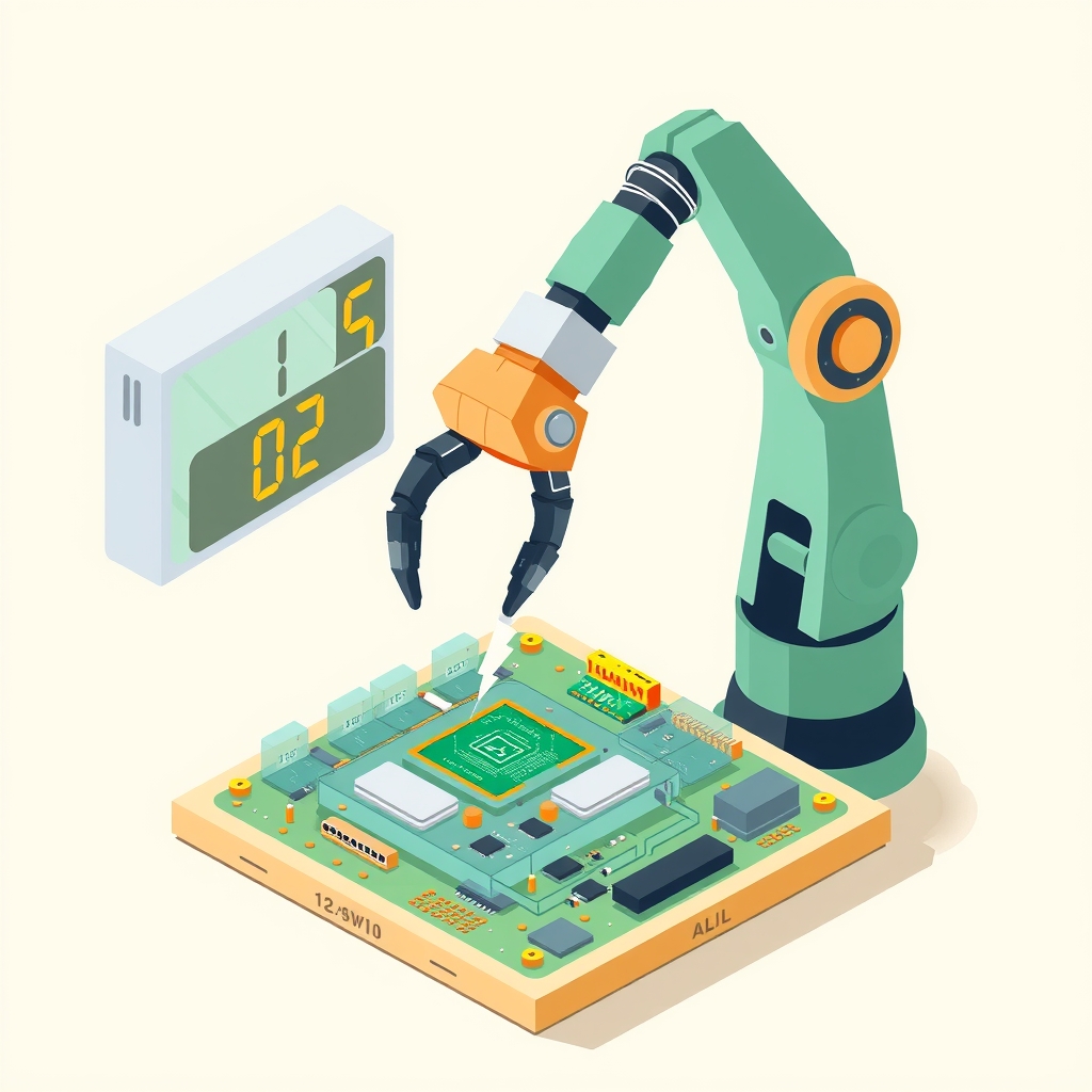 時間的制約の中で回路基板を修理するロボットアーム