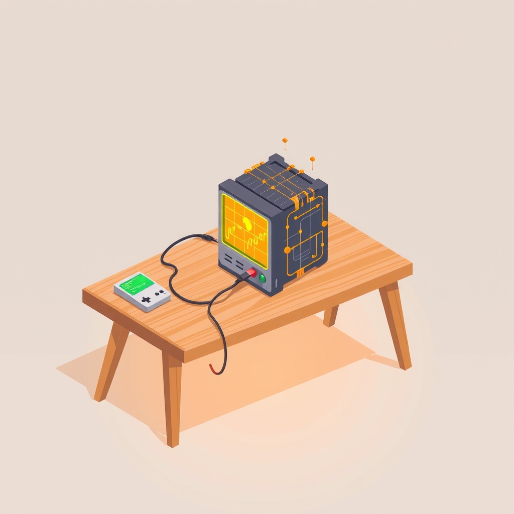 Une cartouche NES vintage insérée dans un cube translucide de connexions neuronales lumineuses.