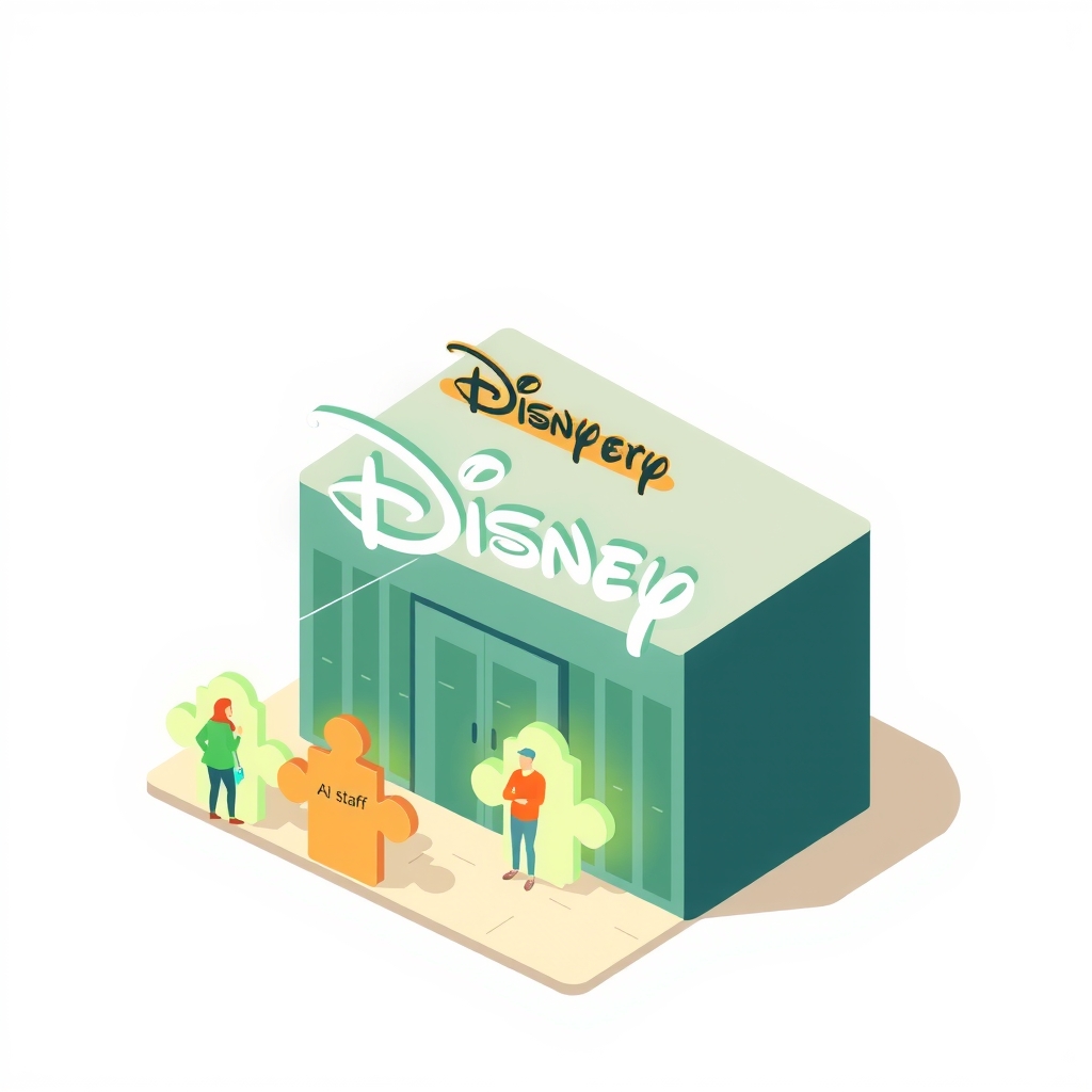 DisneyによるCharacter.AIスタッフ取得を描いたイラスト