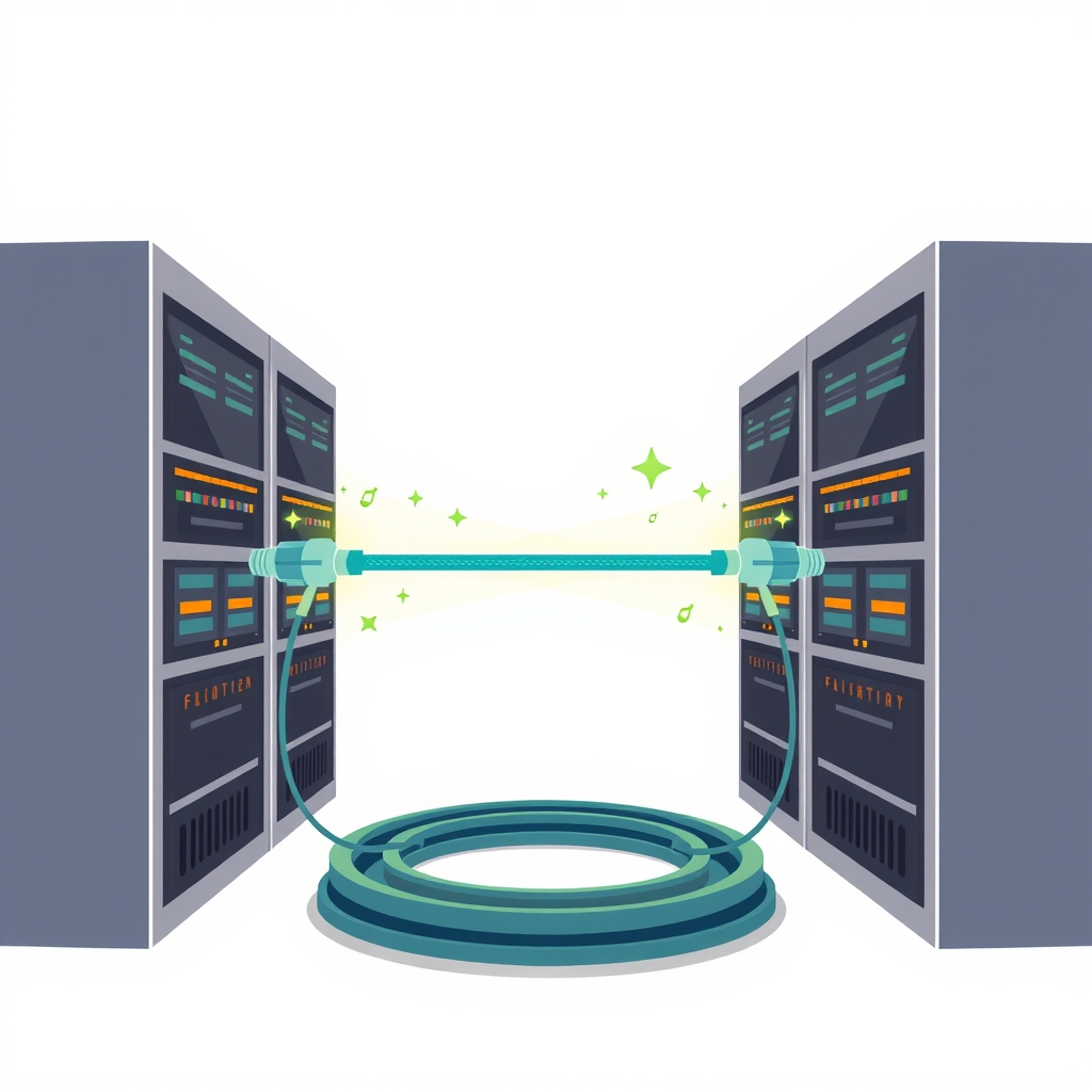 Illustration of smooth data flow between servers representing improved HTTP connection reuse