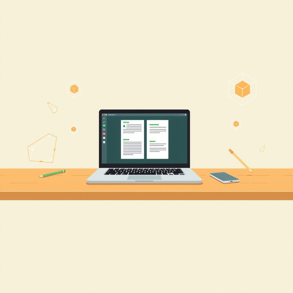 MacBook showing split-screen meeting notes with abstract local AI data visuals