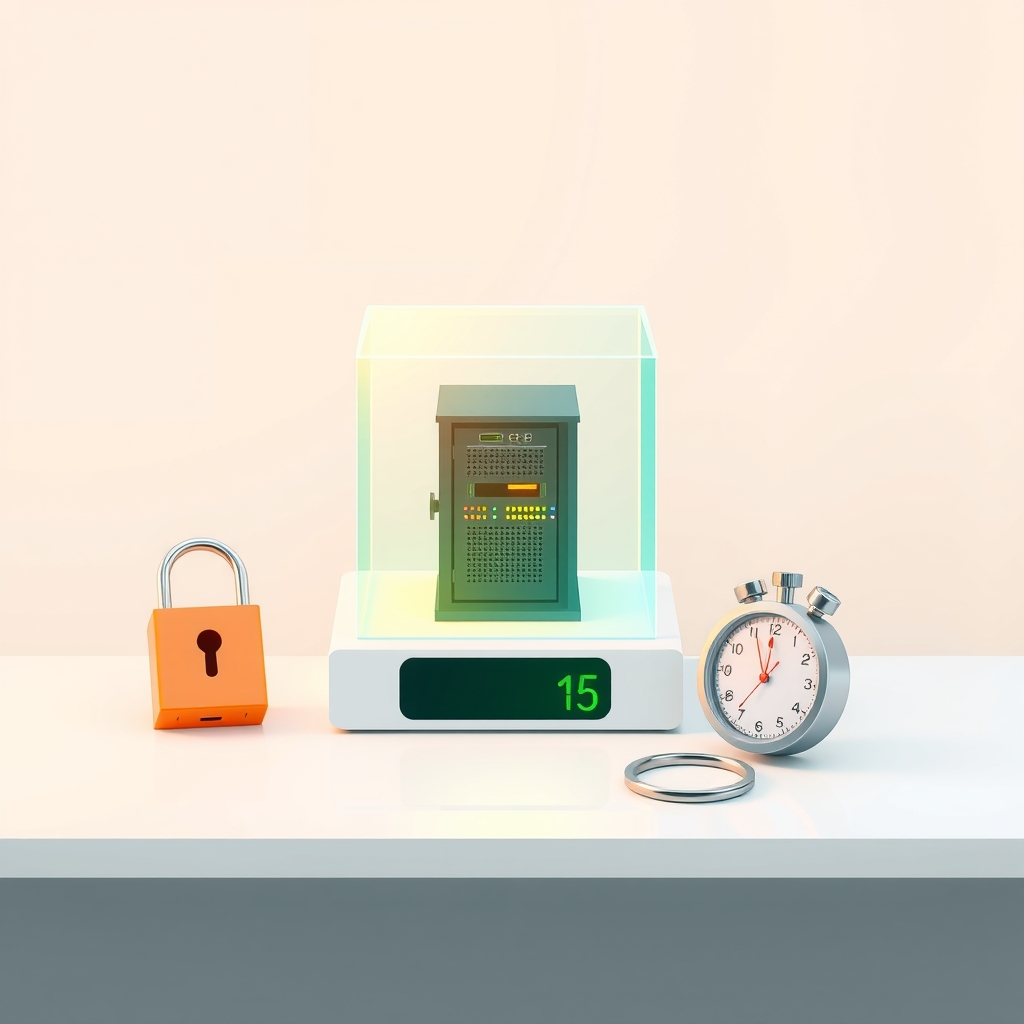 A glass cube with a server rack inside, symbolizing isolated and secure agent infrastructure.