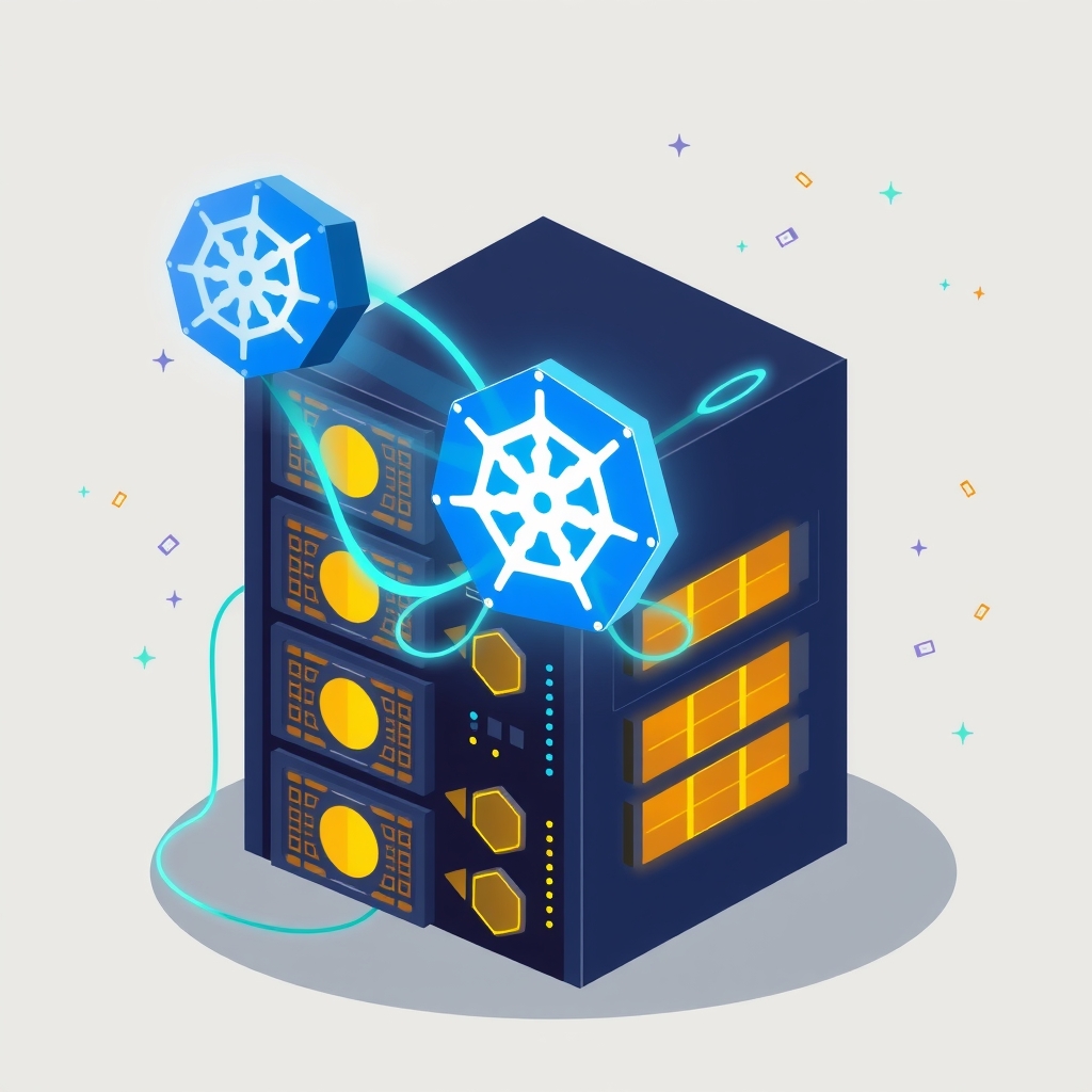 Ilustración de Kubernetes gestionando recursos GPU con conexiones ligeras