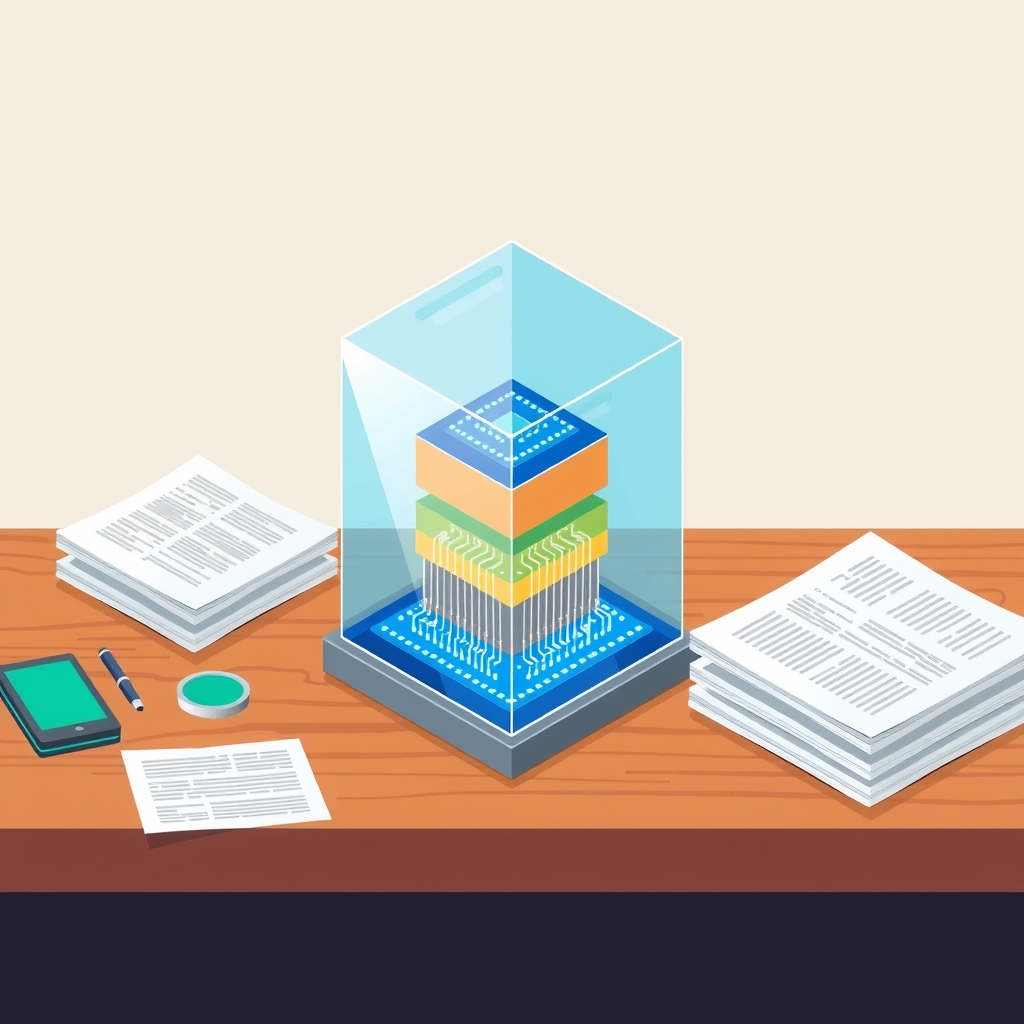 Un cube en verre avec des circuits lumineux représentant l'architecture du modèle Kimi.