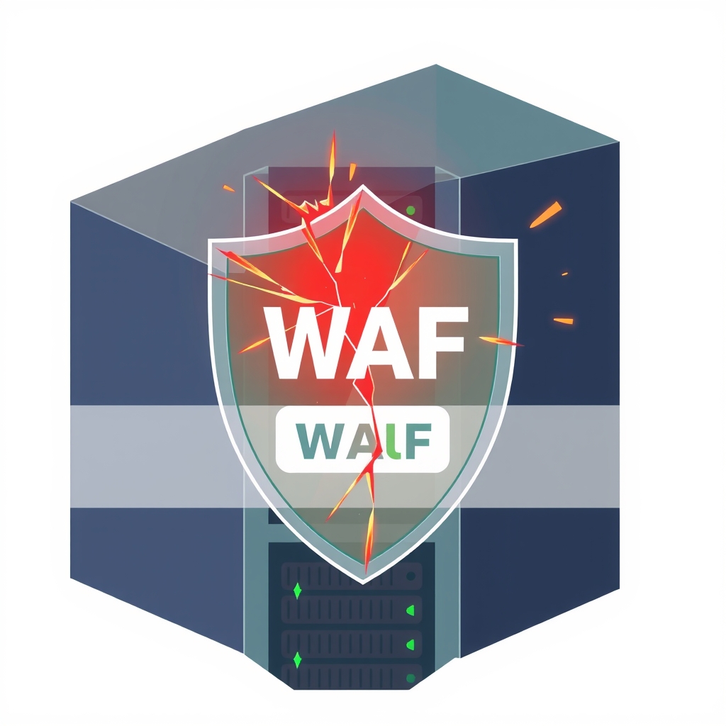 Illustration of a WAF shield failing to block a malicious URL string